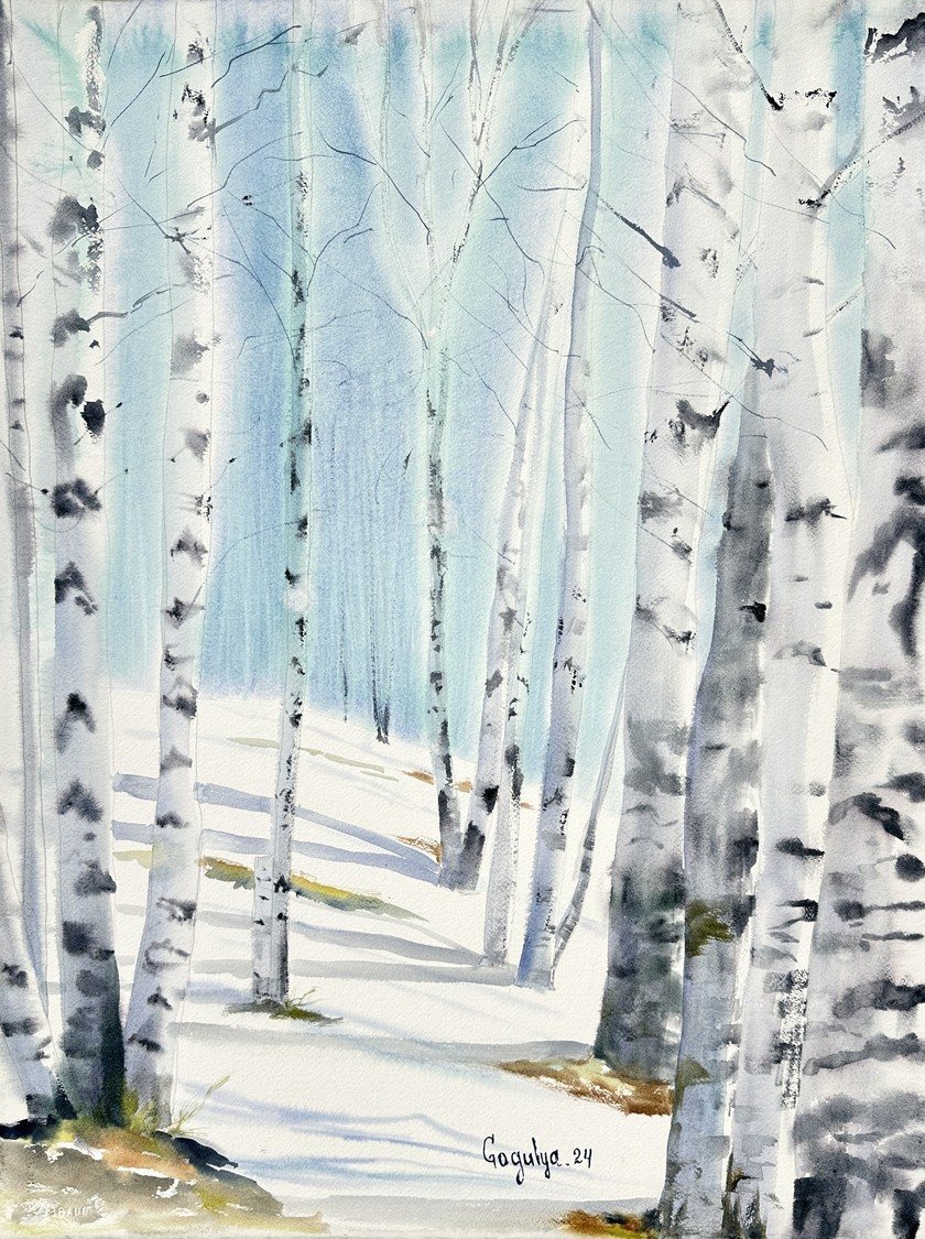 Watercolor “Spring Forest” — birches